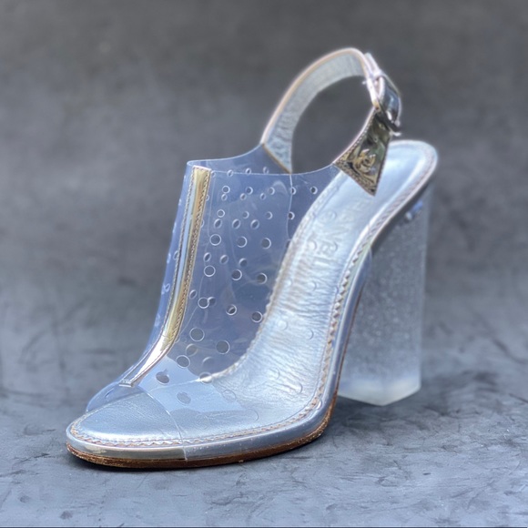 CHANEL Shoes - CHANEL transparent block heel sandals